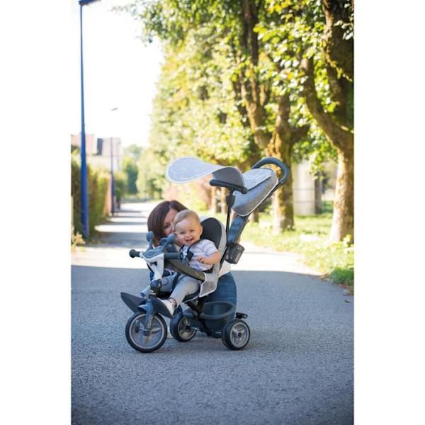 Smoby - Baby Driver Plus Grå trehjuling - Barnets evolutionära cykel från 10 månader - tysta hjul - parkeringsbroms
