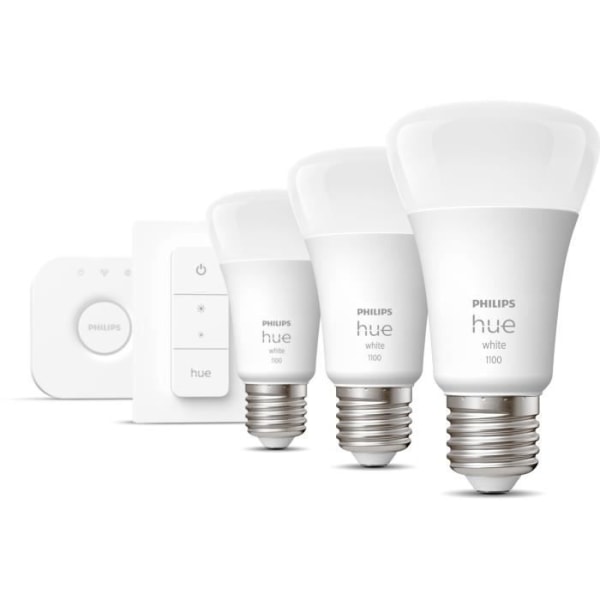 PHILIPS Hue White Starter kit 9,5W smart LED-lampa - E27 x3 och Hue fjärrkontroll