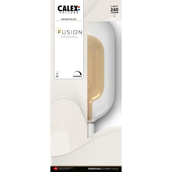 E27 LED-lampa - CALEX - DECO XXL SUNDSVALL - Enkel spiralfilament - 3W - 240 lm - 2200 K - Transparent / Varmt vitt guld
