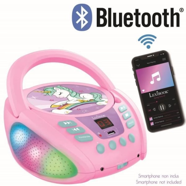 Unicorn Bluetooth bärbar CD-spelare med ljuseffekter och USB