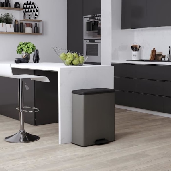 Rektangulär papperskorg - DECO BIN - CURVER - 65L - Stor kapacitet - 49 x 32 x 61 cm - Antracit