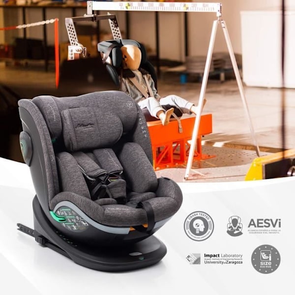 Bilbarnstol - BABYAUTO - XPERTA GREY DOBBY - Från födsel till 12 år - 0-36 kg - I-Size - ISOFIX - 360° vridbar - ECE R129