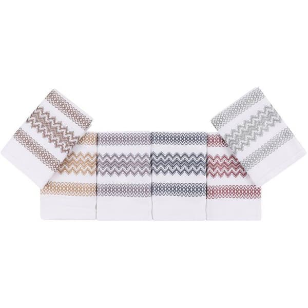 Set med 6 badhanddukar - 40 x 60 cm - Vit, Brun, Gul, Blå, Lila, Grå