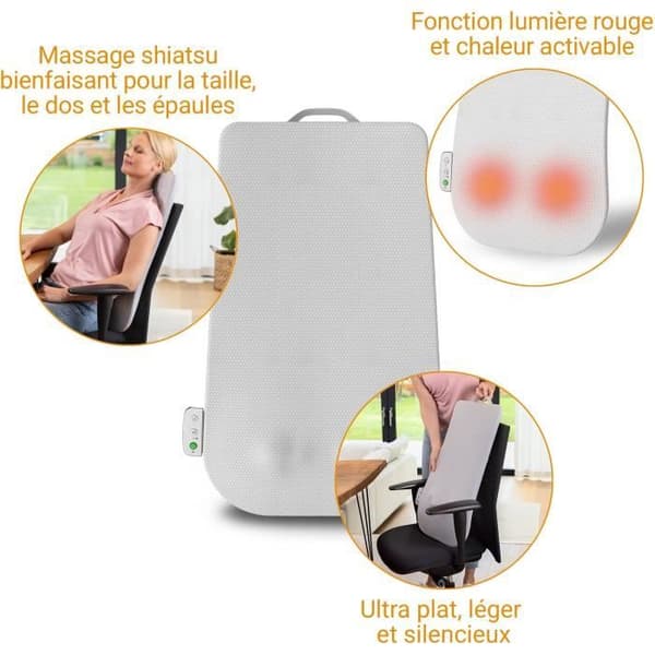Massageryggstöd - MEDISANA - MC 600 - Ultratunn - Shiatsu och värme - 4 program - Vit