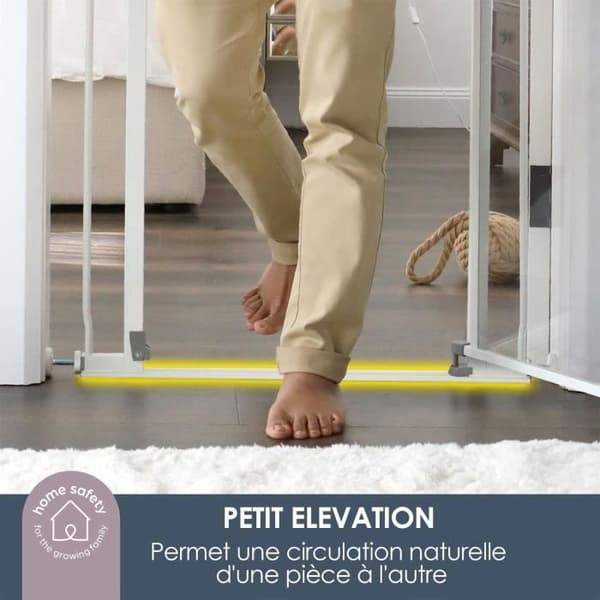 DREAMBABY Clear Panel Safety Gate - Håll-öppen funktion - Anti-fall Botten - Vit