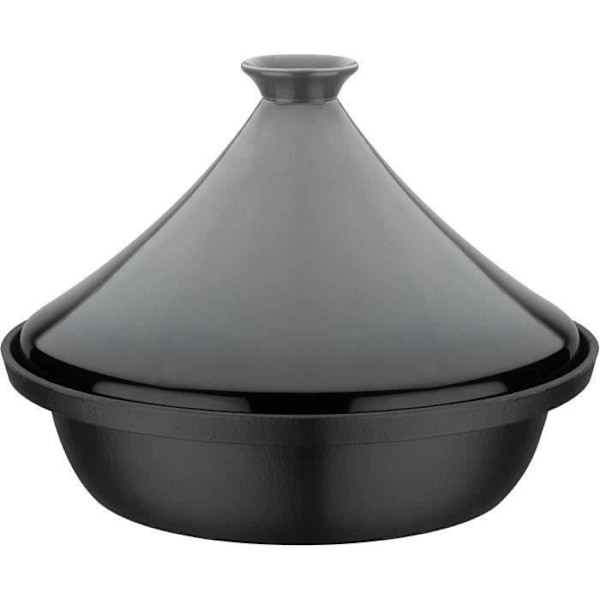 Solid gjutjärn tagine - GSW - 30 x 22 cm - Keramiskt lock - Induktion - Grå