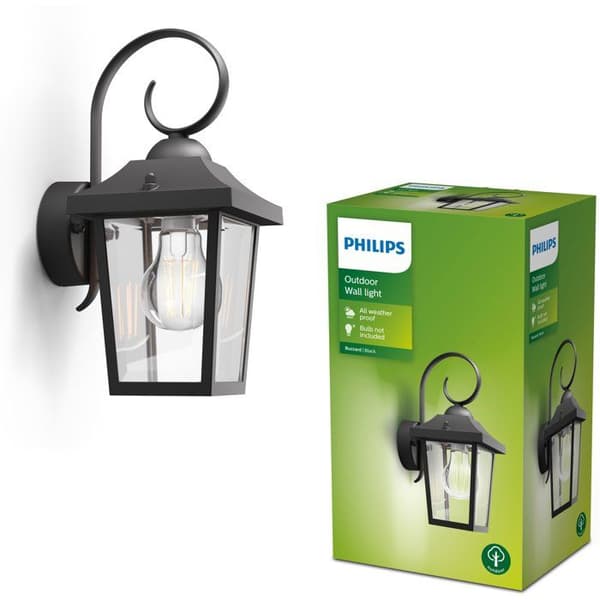 Utomhusvägglampa - PHILIPS - Buzzard - Svart - IP44