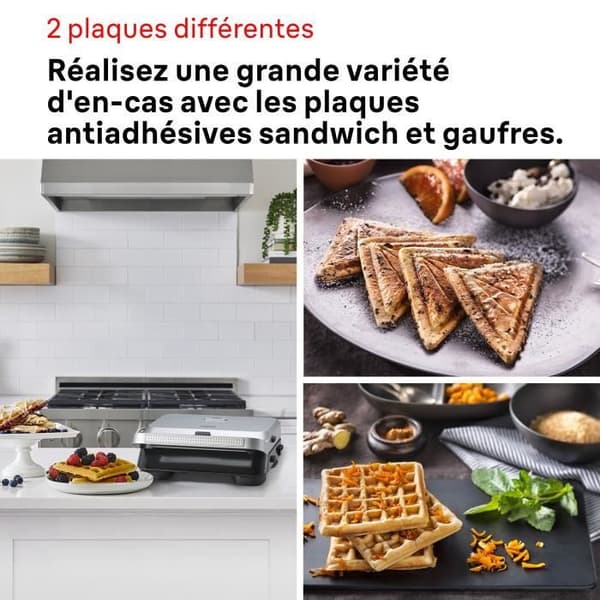 Grill - BRAUN - Smörgåsmaskin 5 SM5005 - 800 W - Rostfritt stål / Svart