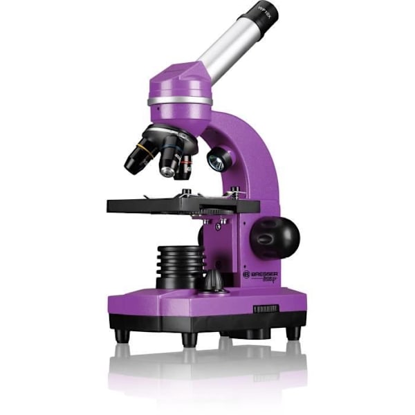 BIOLUX SEL studentmikroskop - BRESSER JUNIOR - 40x-1600x förstoring - experimentkit - lila