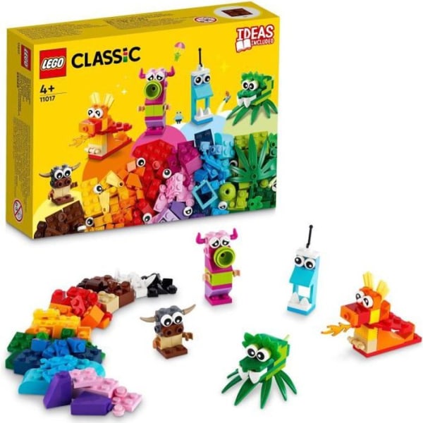 LEGO 11017 klassiska kreativa monster, låda med klossar, 5 mini-monsterleksaker att bygga, från 4 år och uppåt