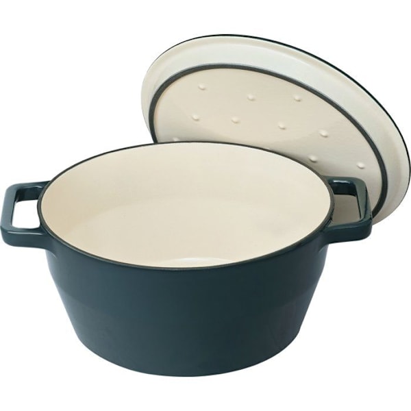 Rund gryta - PYREX - Långkok - 24 cm - Gjutjärn - Djupblå