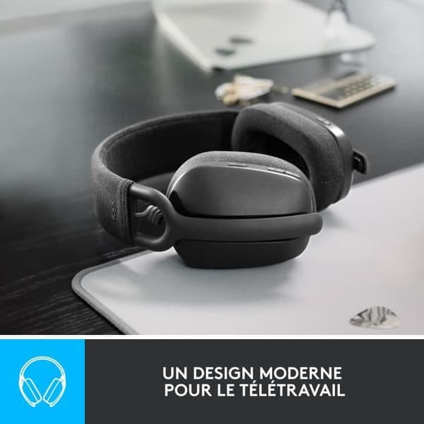 Logitech - Lätt trådlös lyssnande hjälm med bakgrund Micro Anti -Noise - Vibe 100 - Grafitzon