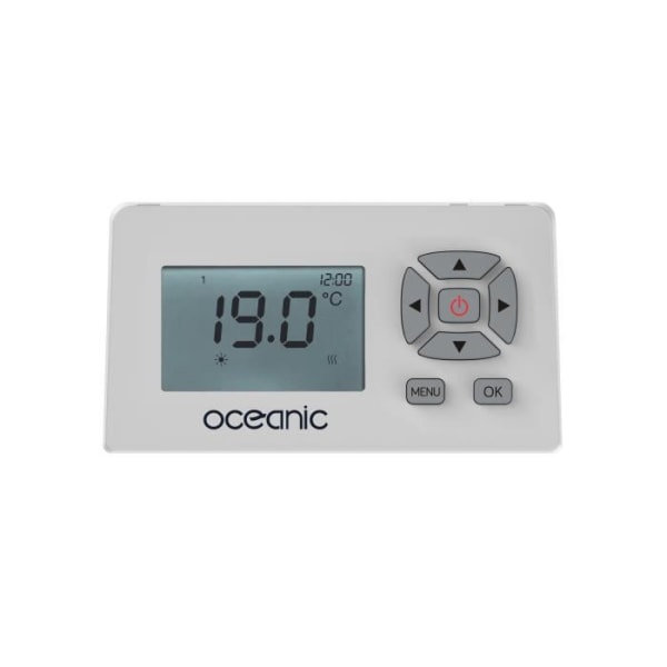 Fast elektrisk kylare med tröghet keramisk torkning 1000W Oceanic Ruby - Glass Fasad - White - NF