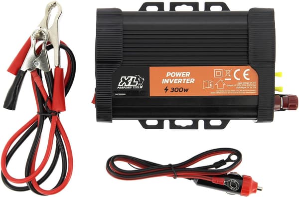 Omvandlare - XL PERFORM TOOLS - 12V-230V - 300W - 2 säkringar ingår - 2 USB-utgångar