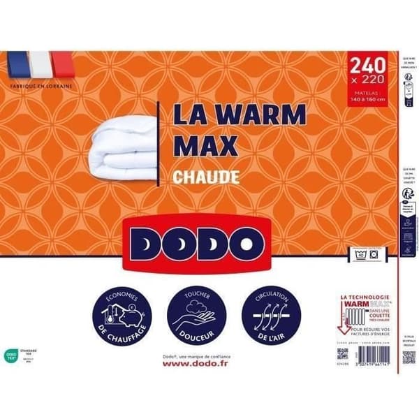 Täcke 220x240 cm DODO LA WARM MAX - varm - 100% polyester - 2 personer - vit