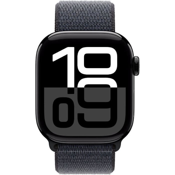 Apple Watch Series 10 GPS + Cellular - 42 mm - Jet-svart aluminiumfodral - Ink Sport Loop Strap