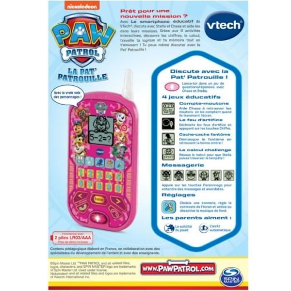 VTECH - PAW PATROL - Den pedagogiska smartphonen - Rosa