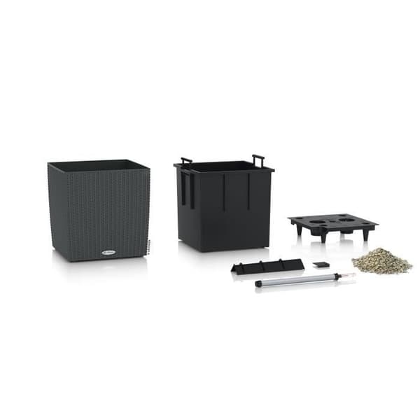 Planteringskärl - Kubstuga 30 - Komplett kit - Granit - 12 L - LECHUZA