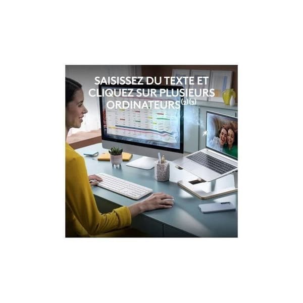 Tangentbords- och musset - Trådlöst - Logitech - MK950 Signature - AZERTY - Vit