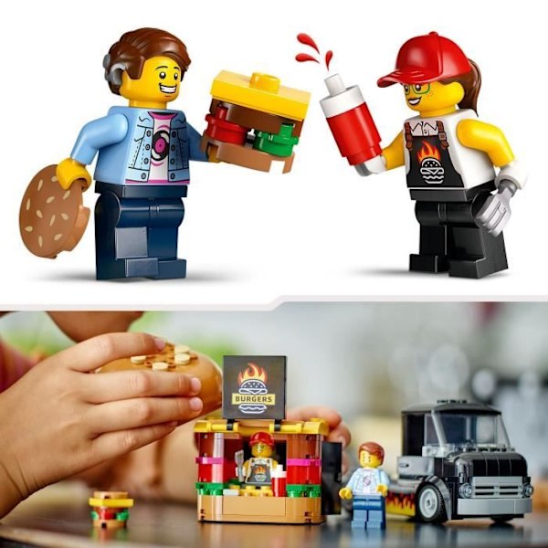 LEGO 60404 City Burgers Food Truck, Van Toy, fantasifull lek med skåpbil och minifigurer