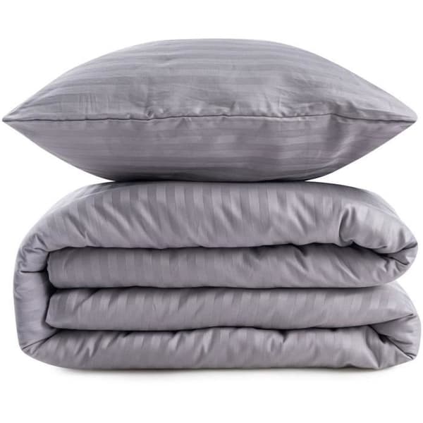 Bäddset - 1 påslakan 220 x 240 cm + 2 örngott 60 x 60 cm - 70% polyester, 30% bomull - Grå