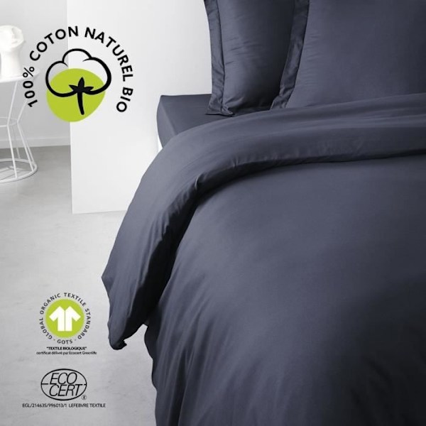 Bäddset - TODAY - 240 x 260 cm - 100% bomull - Organisk marinblå - GOTS-certifierad