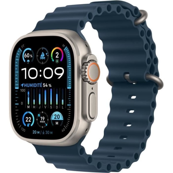 Apple Watch Ultra 2 GPS + Cellular - 49 mm - Titanfodral - Blue Ocean Band Armband