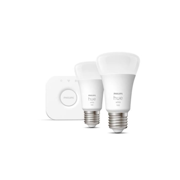 PHILIPS Hue White - Startpaket smart LED-lampa - 9,5W - E27 - Paket med 2