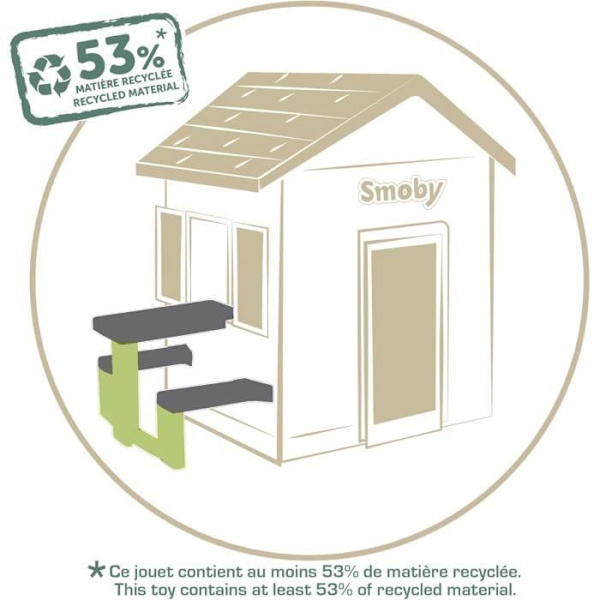 Smoby Life - Picknickbord anpassningsbart till Smoby-hus - 2 bänkar