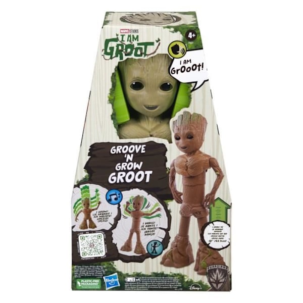 13,5" Groot växer och dansar interaktiv figur, superhjälteleksak, Marvel Studios I Am Groot Groove 'N Grow Groot