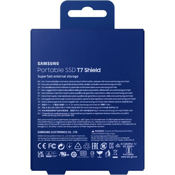 Extern Solid State Drive - SAMSUNG - T7 Shield - 2 TB - USB 3.2 Gen 2 (USB-C-kontakt) (MU-PE2T0R/EU)