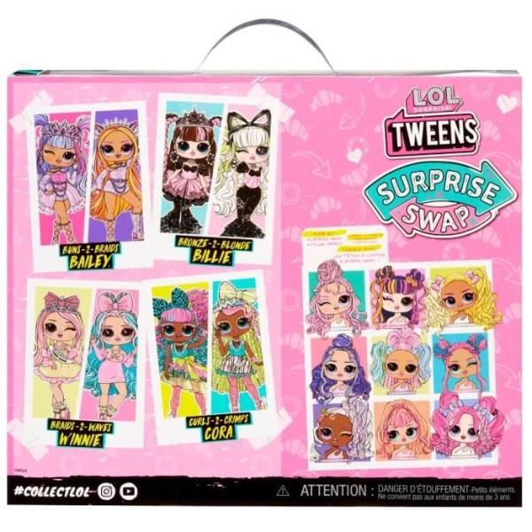 LOL Surprise Tweens Surprise Swap Fashion Doll- Brons-2-Blonde Billie - 1 Tweens docka 17cm, 1 mini stylinghuvud och tillbehör