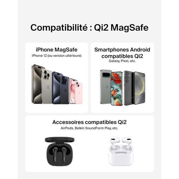 Laddplatta - BELKIN - USB-C - 15 W - Vit