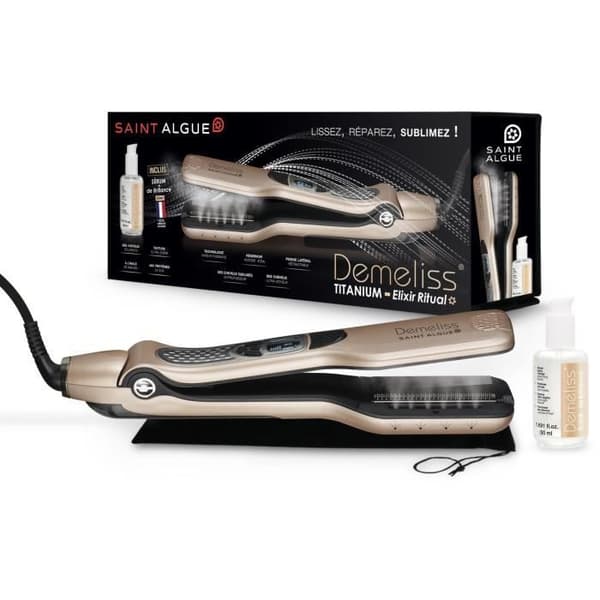SAINT ALGUE 3992 - Demeliss Titanium box: Ångrätare + Elixir Ritual glansbehandling 50ml - 150 ° C till 230 ° C - Autostopp