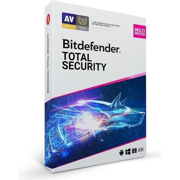 Bitdefender Total Security (Franska) 2 år, 10 enheter – skydd mot ransomware, anti-phishing och VPN multifärgad