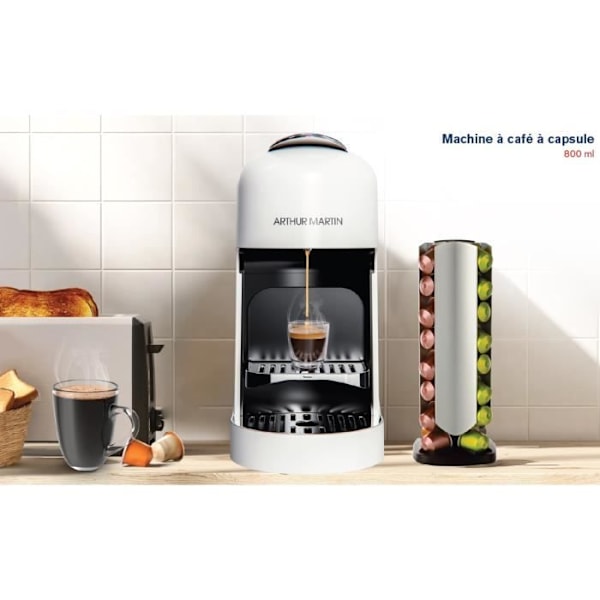 Kapselkaffemaskin - ARTHUR MARTIN - AMN230B - Espresso & Lungo - Snabb förberedelse