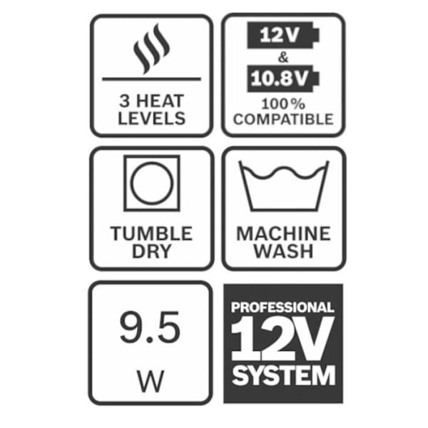 Uppvärmd jacka GHH 12 + 18V XA + GAA 12V-21 Storlek L BOSCH