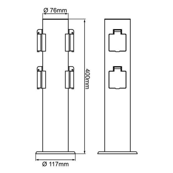 BRILLIANT - DODY Pollare med 4 uttag färg svart - metall/plast E27 LED xB