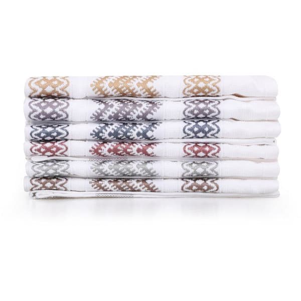 Set med 6 badhanddukar - 40 x 60 cm - Vit, Brun, Gul, Blå, Lila, Grå