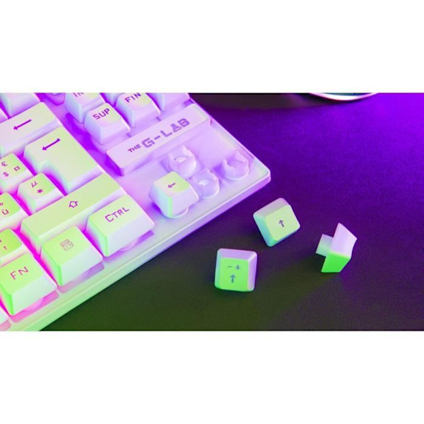 Speltangentbord - RGB TKL-membran - THE G-LAB - KEYZ-CAESIUMT-W/FR - FR Layout - 12 genvägar - 100 % anpassningsbar - Vit