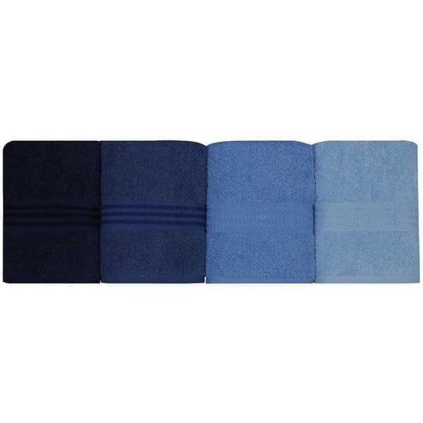 Set med 4 handdukar - 50 x 90 cm - Blå