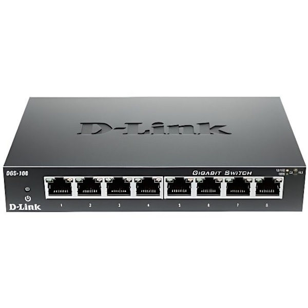 D-Link Switch 8 gigabit DGS108-portar Svart
