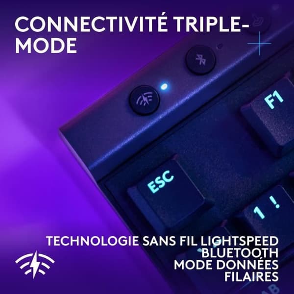 Logitech G515 LIGHTSPEED TKL profil trådlöst tangentbord utan numerisk knappsats (röd) - Svart