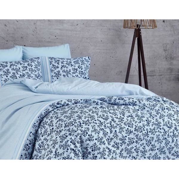 Bäddset - 1 påslakan 220 x 240 cm + 2 örngott 60 x 60 cm - 100% förstärkt bomull - Blå