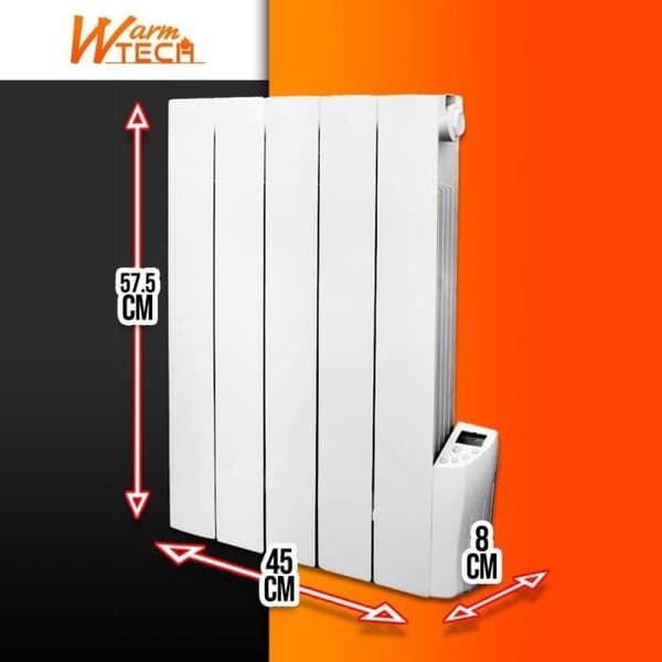 Elektrisk tröghetsradiator - 900W - WARM TECH - 230V - Upp till 35m3 - Vit