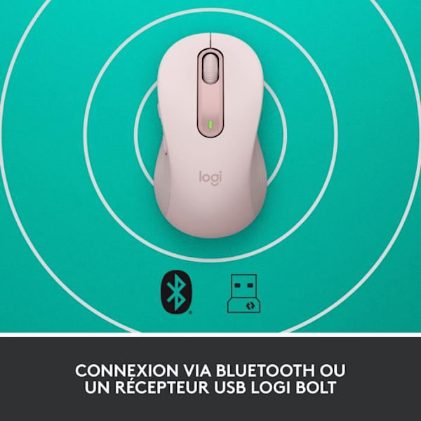 Logitech Signature M650 L trådlös mus - Tyst stor storlek, Bluetooth, programmerbara knappar - rosa