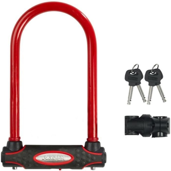 MASTER LOCK U Bike Lock [With Key] [Universal Bike Holder] [Certified Lock] [Red] 8195EURDPROCOLR