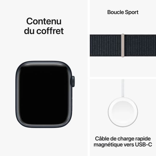 Apple Watch Series 9 GPS + Cellular - 45 mm - Midnight aluminiumfodral - Midnight Sport Loop Strap