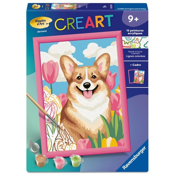 Ravensburger  CreArt Kids 18x24cm  Måla efter siffror  Corgi  Måla efter siffror-kit  Från 9 år  12023222