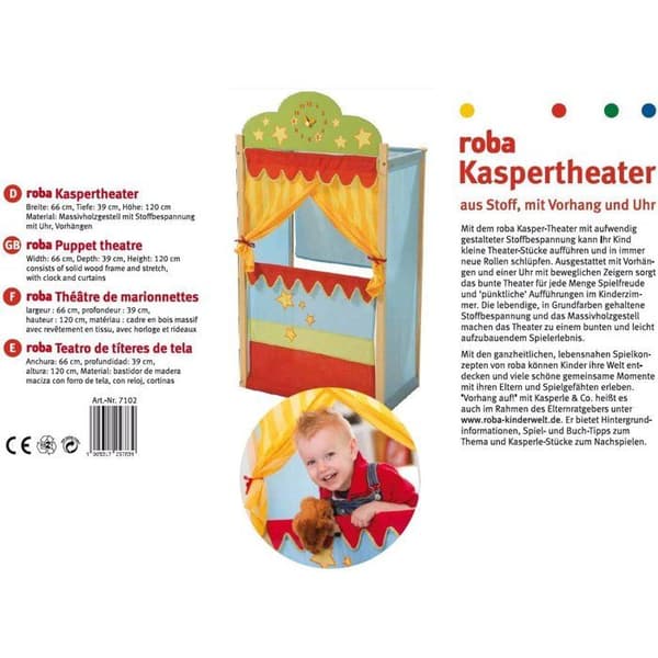 Dockteater - ROBA - Massiv träram - Cirkustema - Ålder 3+